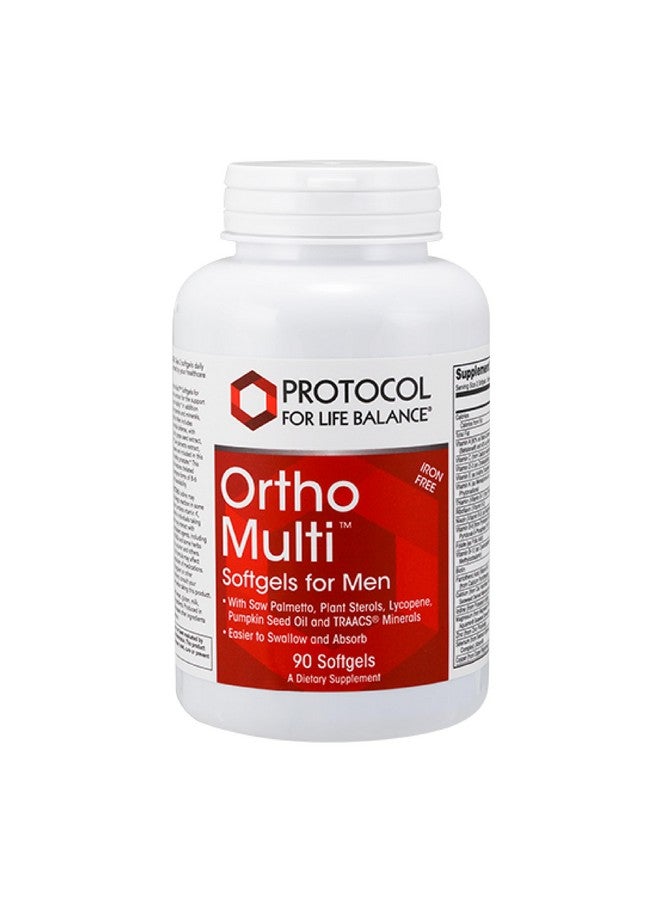 PROTOCOL FOR LIFE BALANCE Ortho Multi Softgels for Men - Multivitamin for Prostate Health - with Saw Palmetto, Zinc & CoQ10 - Men Daily Multivitamin - Iron Free - 90 Softgels - Image 1