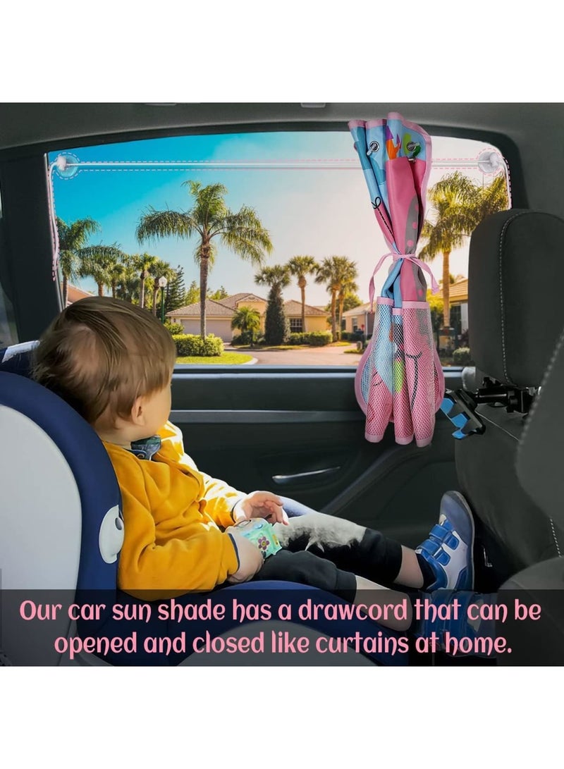 Zikra حاجب شمس للسيارة للنوافذ للأطفال، 2 عبوة حاجبات شمس كاملة للنوافذ الجانبية مع جيب تخزين، ستارة نافذة السيارة لحماية الأطفال من الشمس/الحرارة/أشعة UV - Image 3