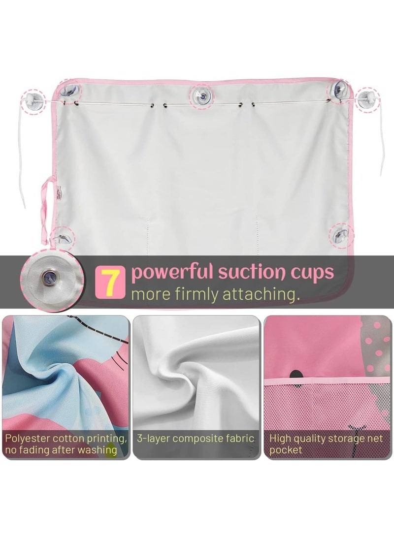 Zikra حاجب شمس للسيارة للنوافذ للأطفال، 2 عبوة حاجبات شمس كاملة للنوافذ الجانبية مع جيب تخزين، ستارة نافذة السيارة لحماية الأطفال من الشمس/الحرارة/أشعة UV - Image 5