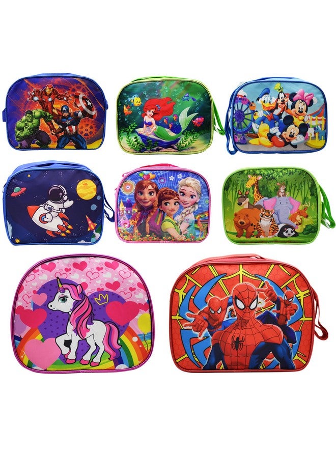 Asera Polycotton 8 Pcs Birthday Return Gifts Sling Bag/Picnic Bag Different Design Cartoon Theme Bag For Kids, Multicolor - Image 1