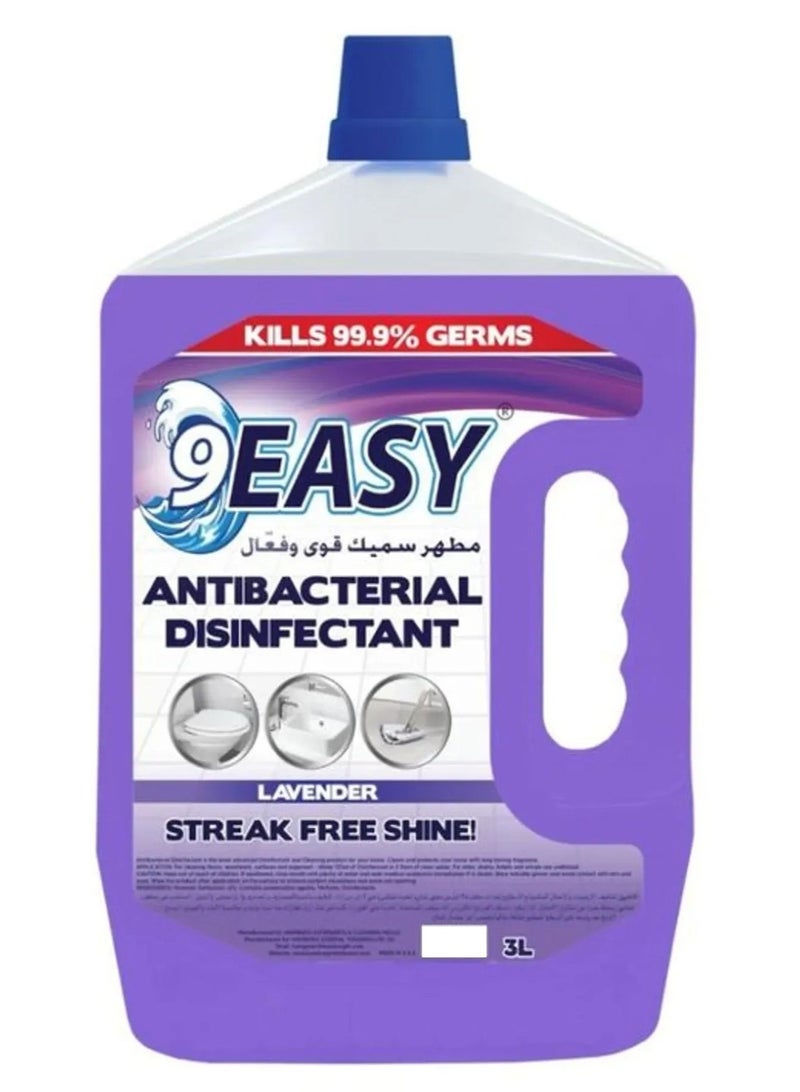 9 إيزي منظف ​​أرضيات مضاد للبكتيريا برائحة اللافندر 3 لتر - Image 1