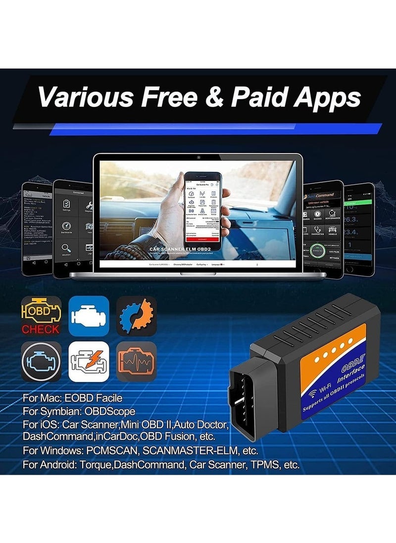 Generic - ELM-327 Wi-fi OBD2 Diagnosis Scan Tool For Android IOS Windows Mini WiFi OBD II Scanner - Image 1