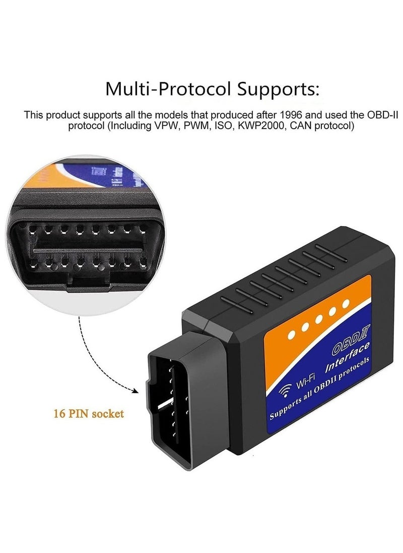 Generic - ELM-327 Wi-fi OBD2 Diagnosis Scan Tool For Android IOS Windows Mini WiFi OBD II Scanner - Image 1