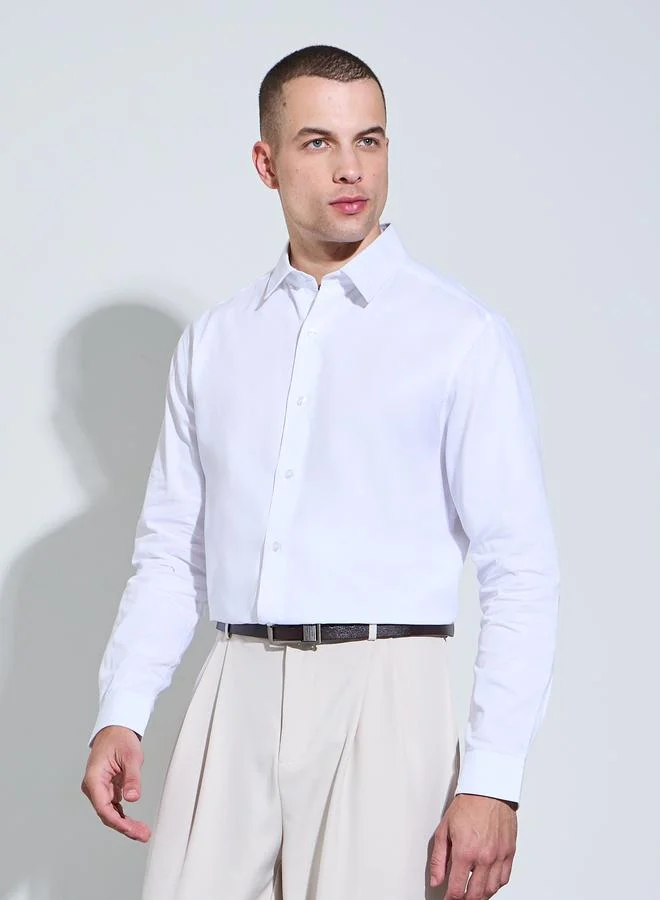 ستايلي Men White Solid Regular Fit Shirt