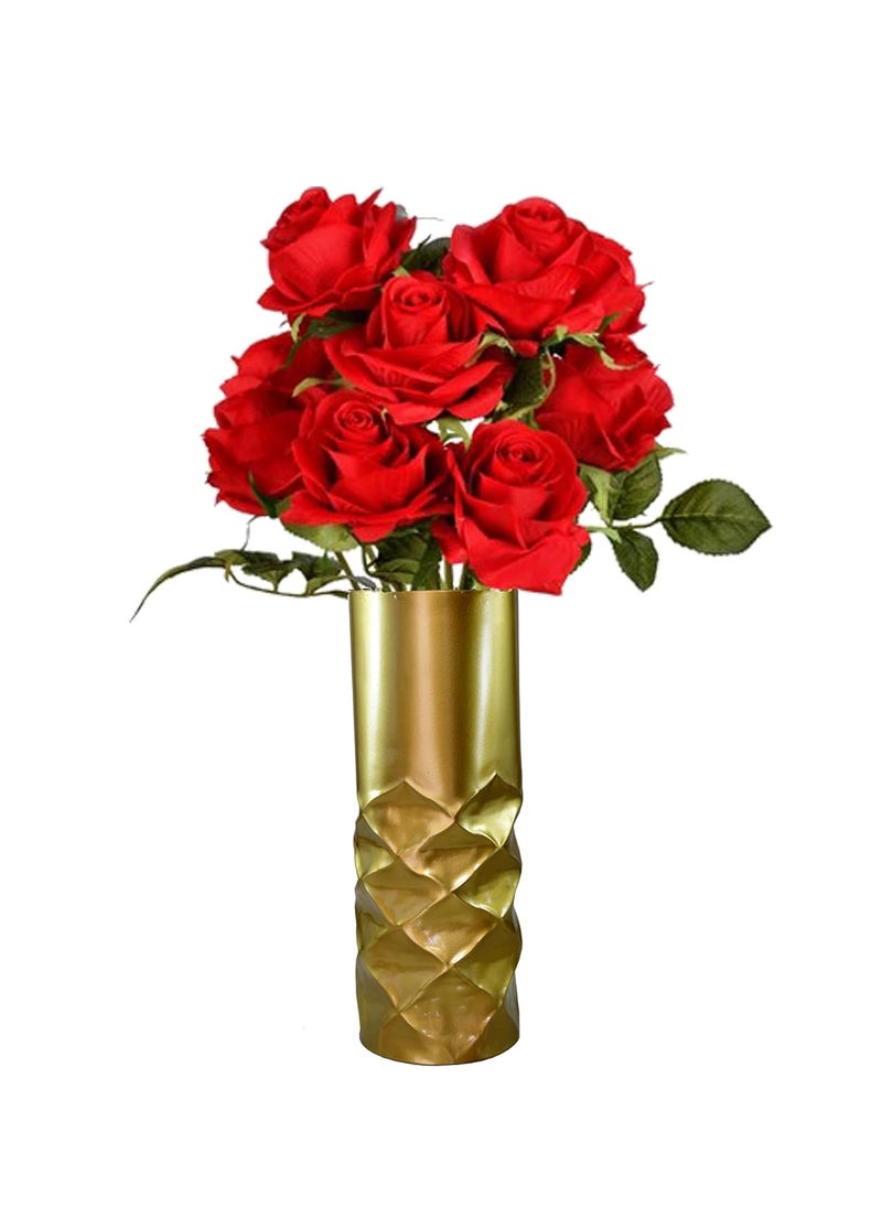 ESPLANADE eSplanade Metal Flower Vase Flower Pot Holder Decorative Showpiece Home Decor Golden 11 Inches  - Image 1