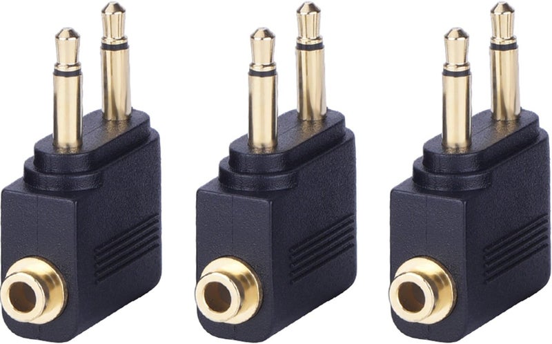 eBoot eBoot Airplane Airline Flight Adapters for Headphones 3 Pack Golden Plated  - Image 1