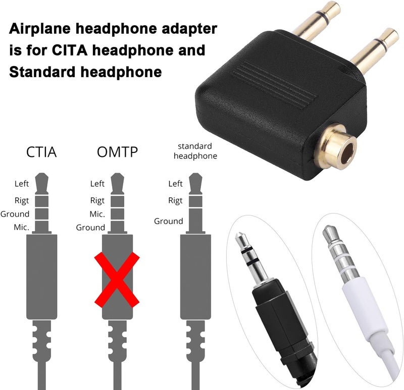 eBoot eBoot Airplane Airline Flight Adapters for Headphones 3 Pack Golden Plated  - Image 4