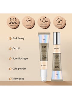 OCHEAL CC Cream, Full Coverage Foundation With SPF 50+ Whitening Sunscreen, CC Cream Foundation Anti-Redness, Colour Correcting And Brightening Face Cream, Skin Tone Adjusting CC Cream, Ivory  - Image 5