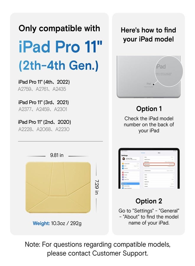 MOFT Dynamic Folio Case for iPad Pro 11 inch(2nd/3rd/4th Generation, 2020/2021/ 2022), Silm Magnetic Stand Case with 20+ Viewing Angles, Auto Wake/Sleep,Panna Cotta x Faded Jeans - Image 2