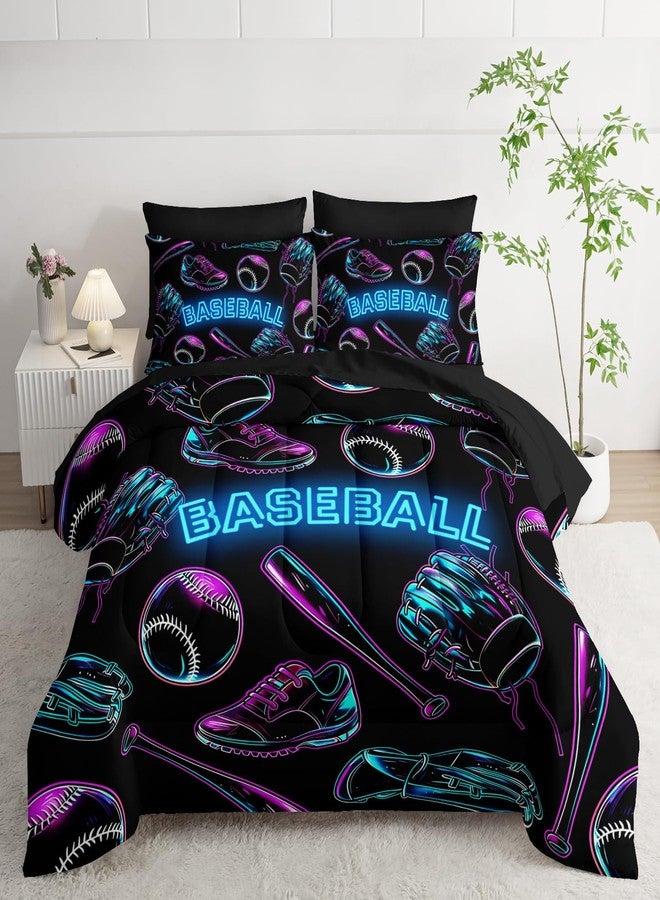 XYNHML Baseball Sports Comforter Set 7Pcs Sneaker Baseball Bat Gloves Bedding Set for Kid Teen Girl Boy Adult Sports Games Shoes Quilt Bed Decor Twin with 2 Sheets,2 Pillowcases,2 Throw Pillow Covers - Image 1