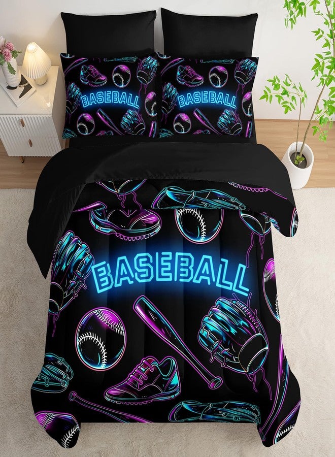 XYNHML Baseball Sports Comforter Set 7Pcs Sneaker Baseball Bat Gloves Bedding Set for Kid Teen Girl Boy Adult Sports Games Shoes Quilt Bed Decor Twin with 2 Sheets,2 Pillowcases,2 Throw Pillow Covers - Image 4
