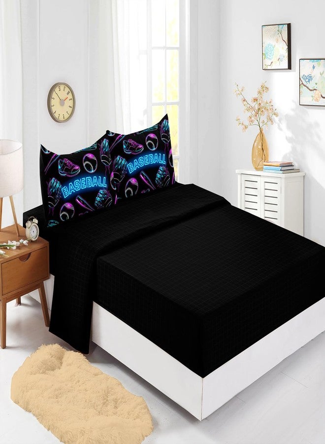 XYNHML Baseball Sports Comforter Set 7Pcs Sneaker Baseball Bat Gloves Bedding Set for Kid Teen Girl Boy Adult Sports Games Shoes Quilt Bed Decor Twin with 2 Sheets,2 Pillowcases,2 Throw Pillow Covers - Image 3