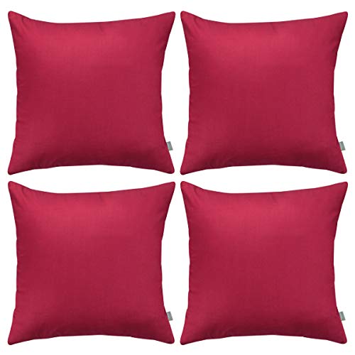 Thmyo 4Pack 100 Cotton Comfortable Solid Decorative Throw Pillow Case Square Cushion Cover Pillowcase Sublimation Blank Pillow Covers DIY Throw Pillowcase for Couch18x18 inch 45x45cmDark red