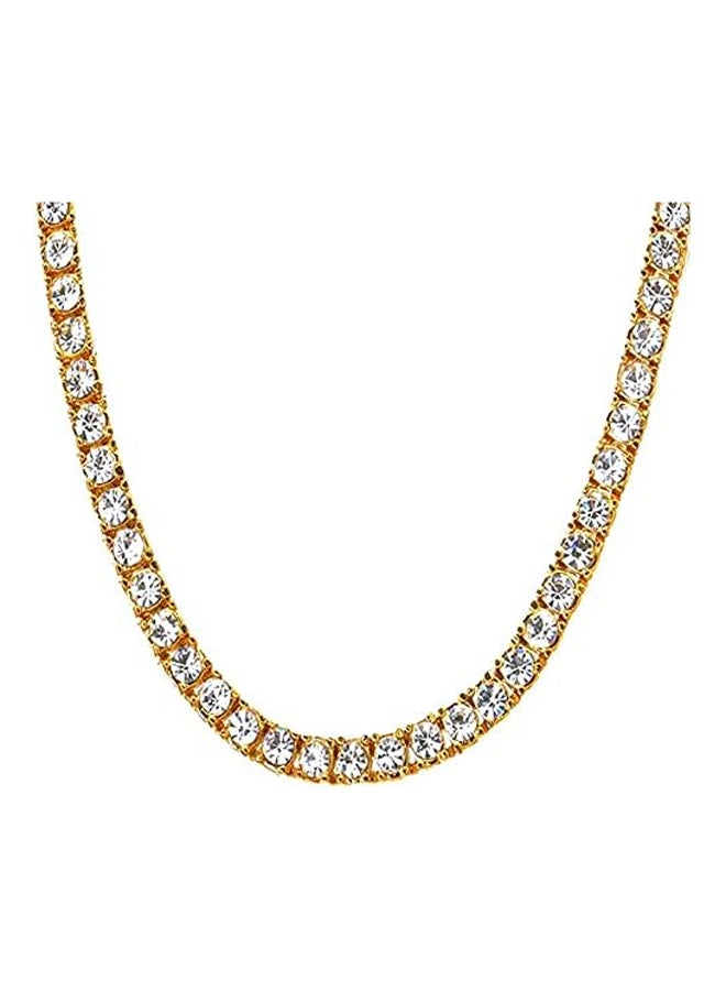 HUAMING 5mm Iced Out Tennis Chain Bracelet Necklace Set with Cross Pendant  Hip Hop Link Gold Plated Bling Bracelet with AAA Cubic Zirconia Diamond - Image 1