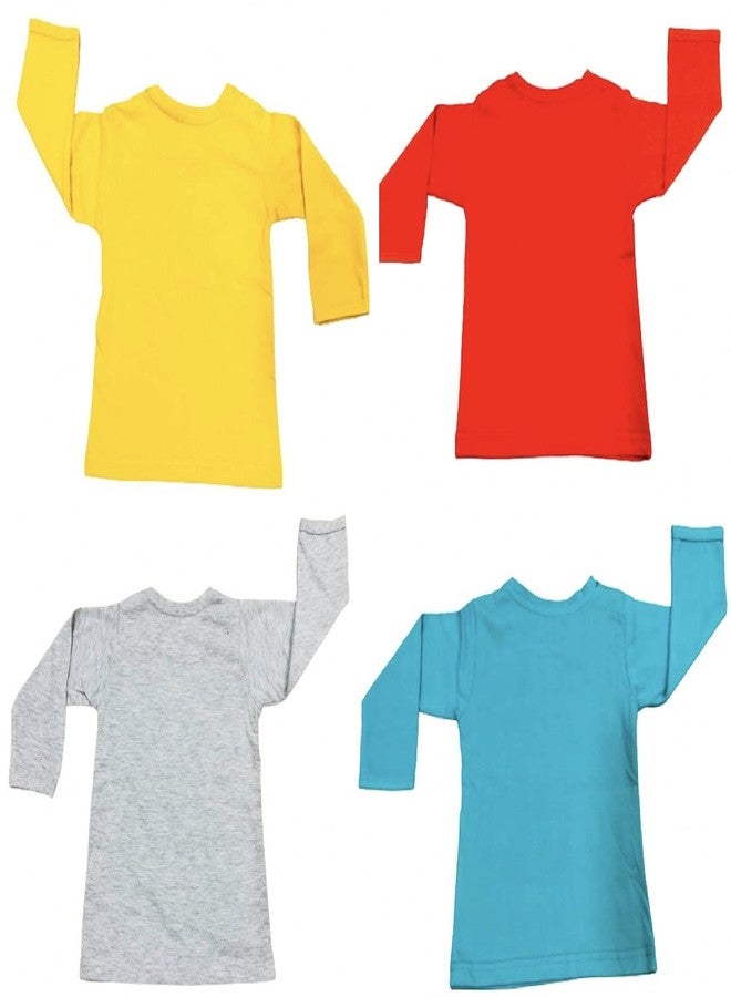 Infantbond Baby Boy's & Baby Girl's Full Sleeves T-Shirt | Touch Button T-Shirts (Pack of 4) (9-12 Months) - Image 2