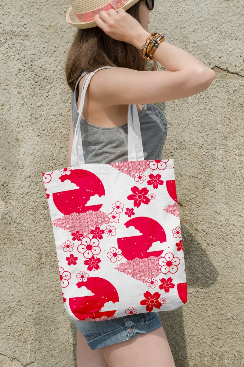 Ays Home Cherry Blossom Patterned Beach Cloth Book Shopping Bag