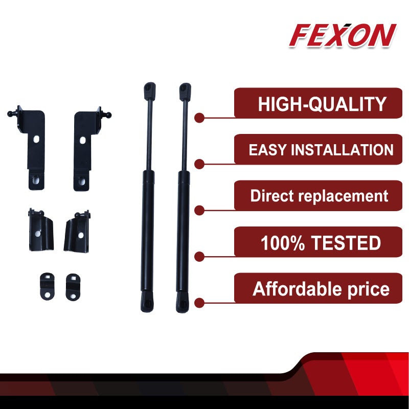 FEXON Pair of Front Bonnet Hood Shock Rod Kit Gas Charged Shock Dampers Spring Struts Bar Compatible with Nissan Navara Frontier D40 Pathfinder Xterra 2004-2018 - Image 2