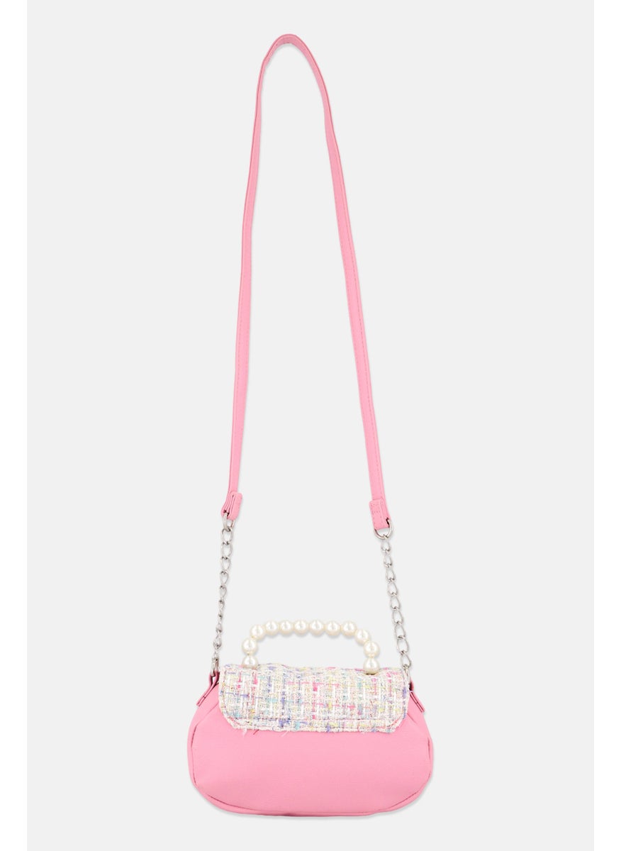 OMG Accessories Kids Girl Butterfly Tweed Cross Body Bag 11 H x 19 L x 7 W cm, Pink  - Image 2