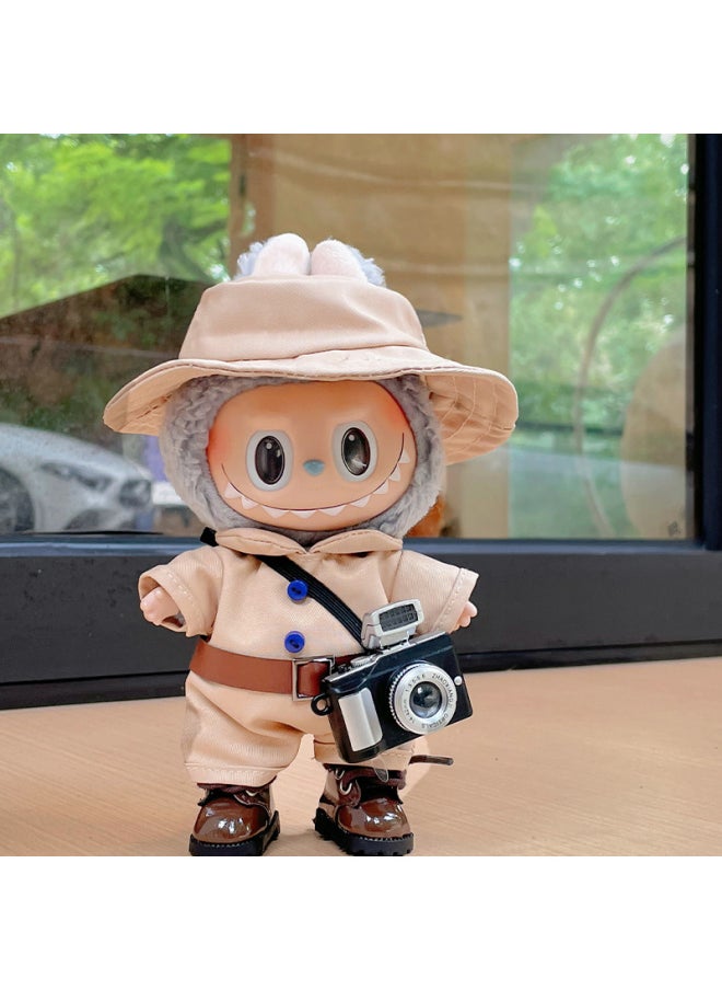 # [Clothes Only] Baby Clothes Suitable For 17cm Pendant Labubu Vinyl Doll Clothes Replacement-Specification:Only Clothes Suitable For Pendantlabubu Wear Are Sold-Color:(no Shoes) Western Cowboy + Camera (no Figure)  - Image 1