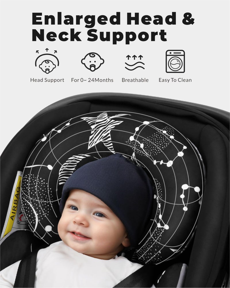TinlyFinly Infant Car Seat Insert with Removable Cushion for Preemie to Toddler, Reversible Newborn Carseat Insert for Baby Head Body Support, Fits for Stroller, Baby Swing, Bouncer (Black Star) - Image 3