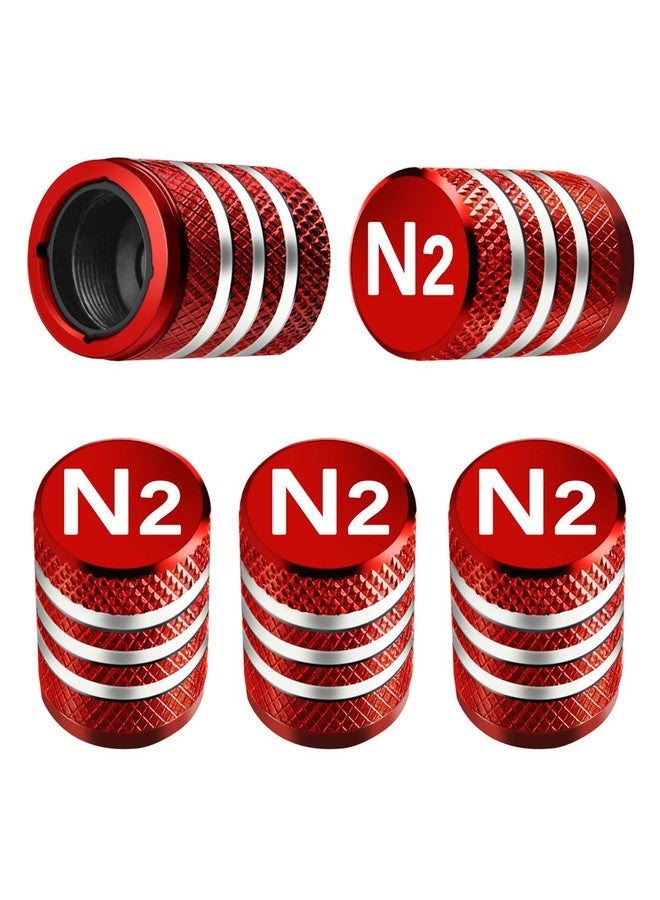 DECURCAR Tire Valve Stem Caps Cover - (5 Pack) Tire Air Cap N2 Nitrogen Metal with Plastic Liner Corrosion Resistant Leak-Proof for Car Truck Motorcycle Bike Red - Image 1