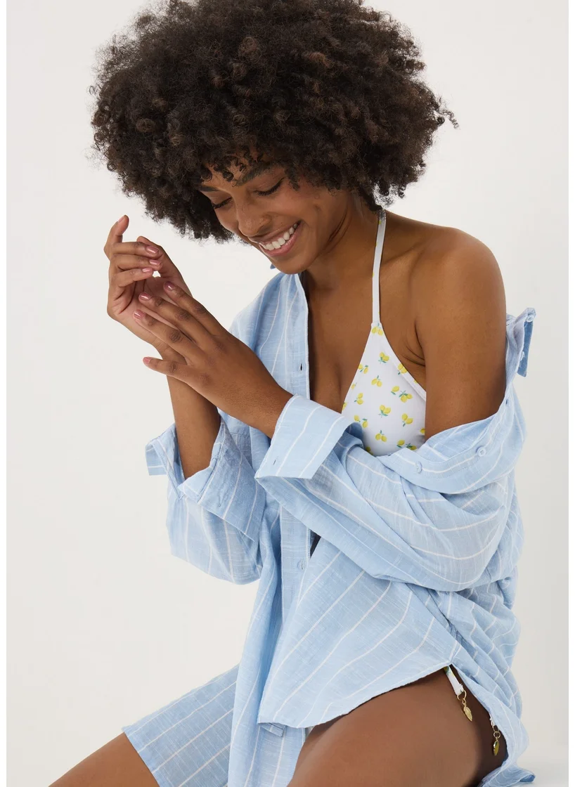 Matalan Blue Striped Beach Shirt