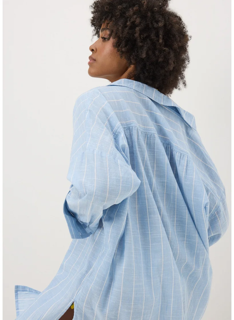 Matalan Blue Striped Beach Shirt
