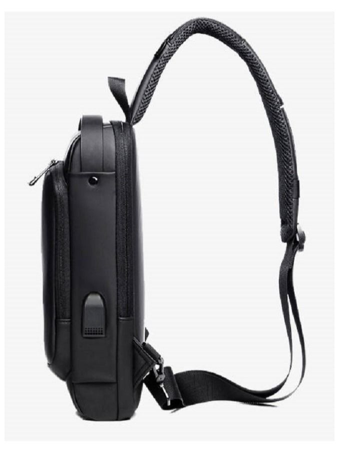 Generic Shoulder Bag Sports for Men/Women,Crossbody Sling Bag,Waterproof Chest Backpack with USB Charging, Shoulder Backpack  Chest Bag  for Men Women (Black)  - Image 3
