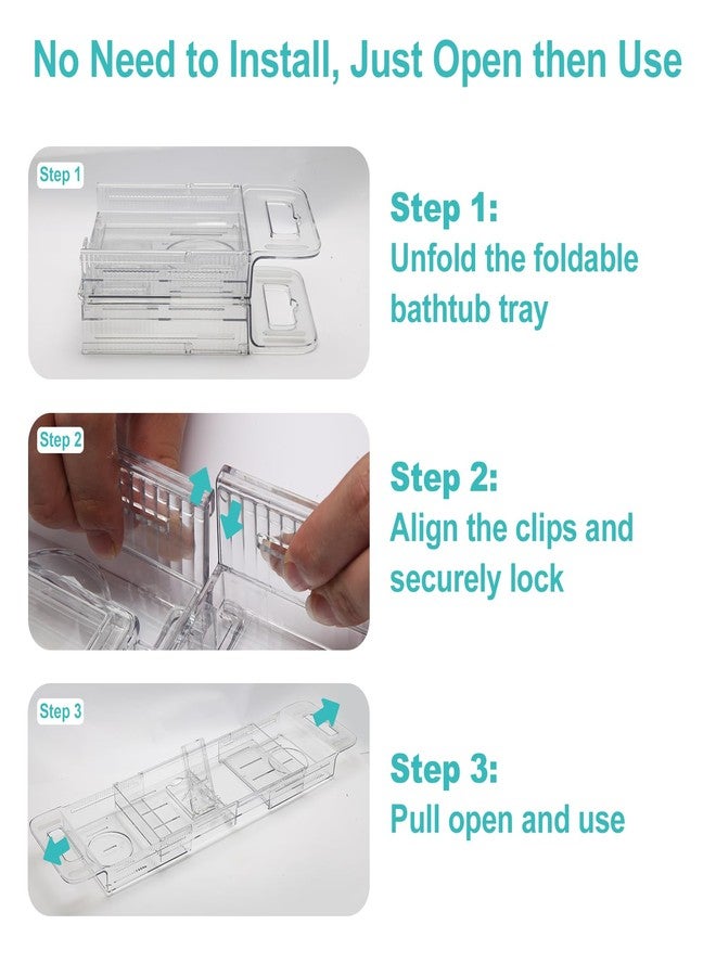 COKIHOM Expandable Bathtub Tray Caddy for Bath Relaxing, Transparent Bath Accessories Bath Table Tub Tray for Women, Adjusts from 22 to 31 Inches, Ideal for Housewarming, Anniversary or Wedding Gifts New Home - Image 4