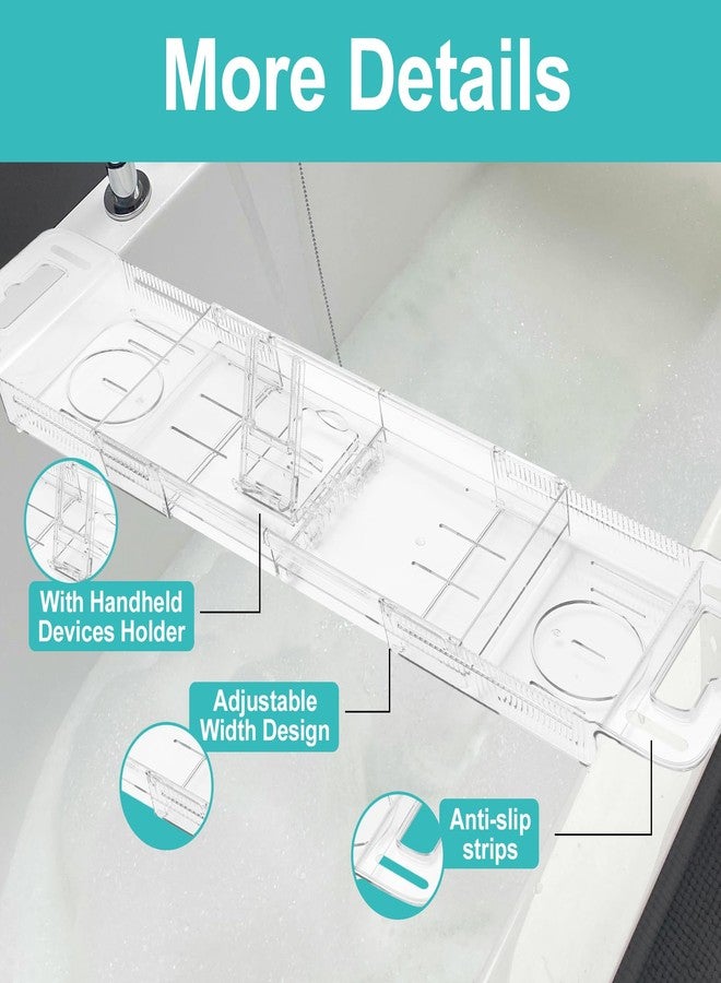 COKIHOM Expandable Bathtub Tray Caddy for Bath Relaxing, Transparent Bath Accessories Bath Table Tub Tray for Women, Adjusts from 22 to 31 Inches, Ideal for Housewarming, Anniversary or Wedding Gifts New Home - Image 5