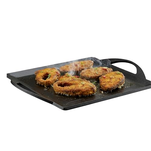 Trilonium Triple Seasoned Iron Fish Fry Griddle Tawa 30 x 30 cms, Ultra Smooth, 4.3 Kgs - Image 1