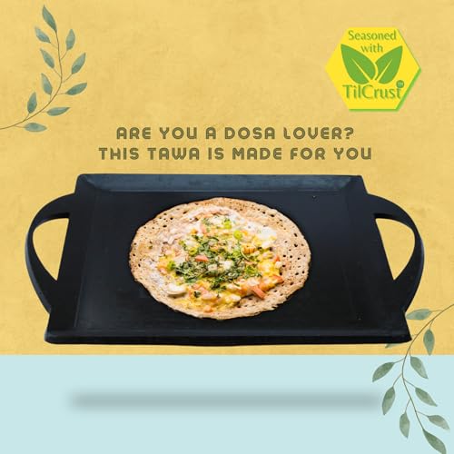 Trilonium Triple Seasoned Iron Fish Fry Griddle Tawa 30 x 30 cms, Ultra Smooth, 4.3 Kgs - Image 3