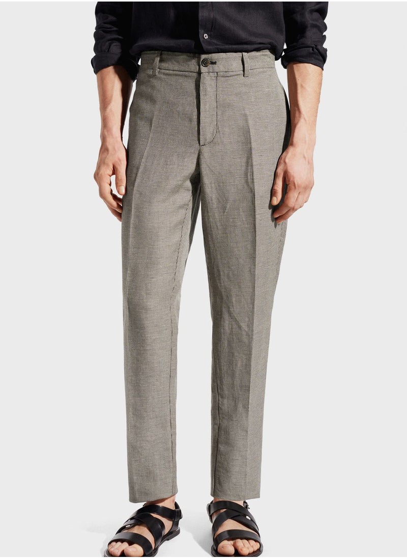 Mango Man - Checkred Regular Fit Pants - Image 1