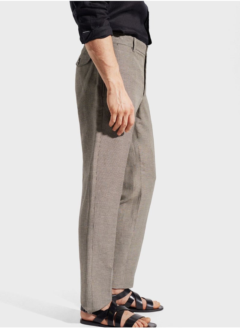 Mango Man - Checkred Regular Fit Pants - Image 1