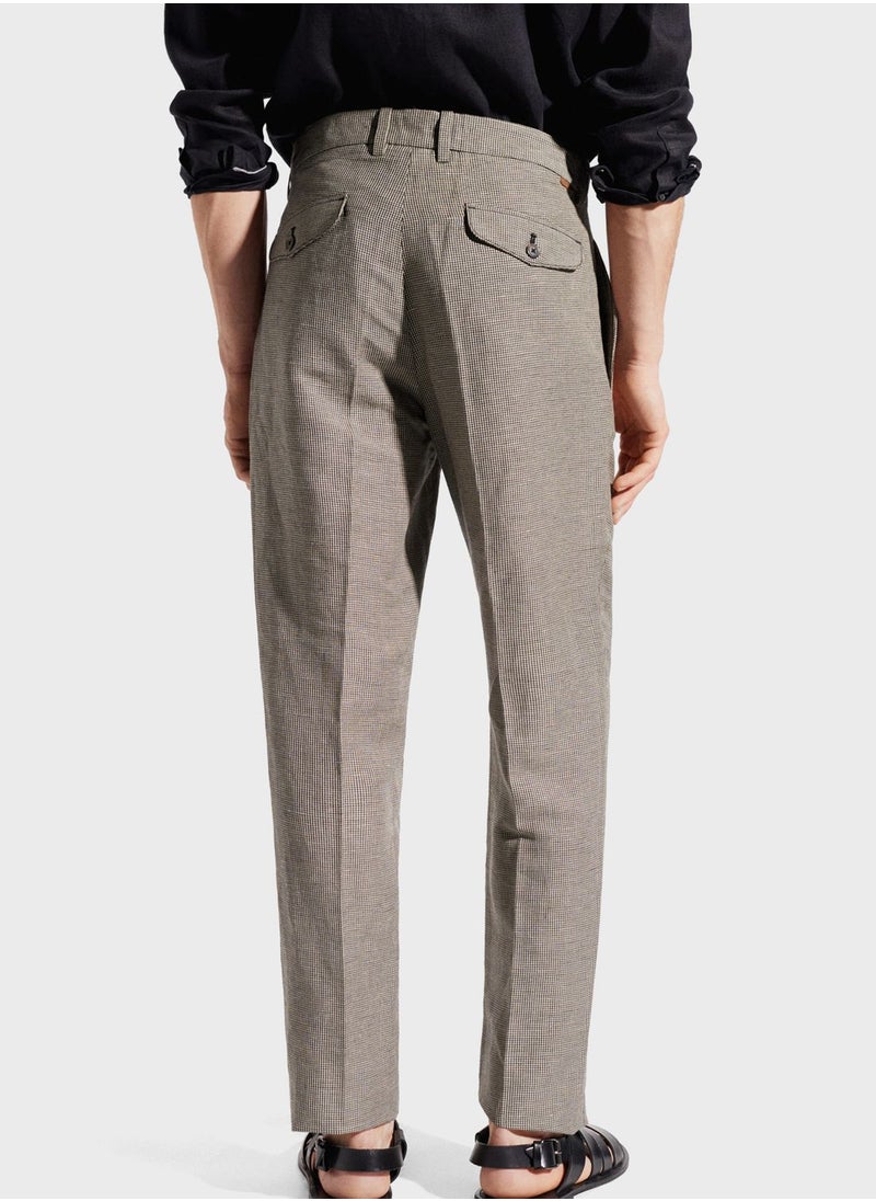 Mango Man - Checkred Regular Fit Pants - Image 1