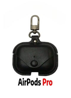 Generic Leather Hook Case For Airpods Pro - Black Color 