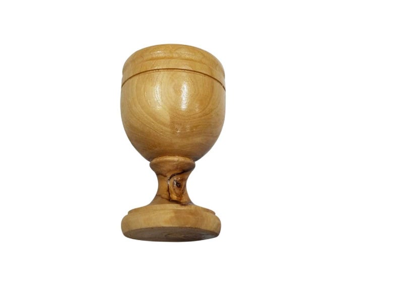 Bethlehem Gifts TM Handcrafted from Bethlehem Olive Wood Holy Communion Souvenir (2.75" Cup) - Image 3
