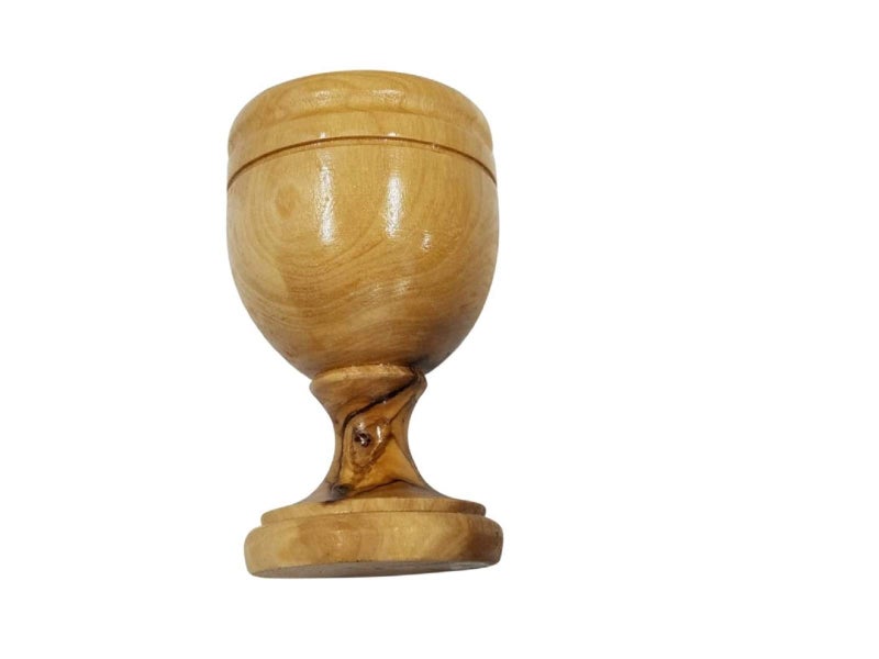 Bethlehem Gifts TM Handcrafted from Bethlehem Olive Wood Holy Communion Souvenir (2.75" Cup) - Image 2