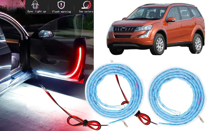 Selifaur - 2 Pieces (Red and Ice Blue) 144 LED Strobe Flashing Anti Rear-end Collision Safety Car Door Opening Warning Lights for - XUV 500 2015 - Image 1