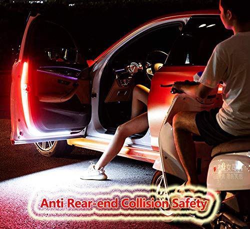 Selifaur - 2 Pieces (Red and Ice Blue) 144 LED Strobe Flashing Anti Rear-end Collision Safety Car Door Opening Warning Lights for - XUV 500 2015 - Image 3