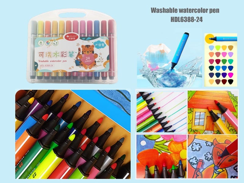 Mayatra's Water color Pens 24 Pcs Set,Washable Non-Toxic, Organic Water Colors, Vibrant Water Colour Pens For Painting - Image 3