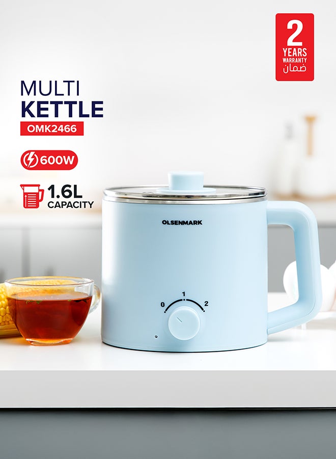 Olsenmark Electric multi Kettle, Anti-Hot Outer Body, Over Heating and Boil Dry Protection 1.6 L 600 W OMK2466 Blue - Image 1