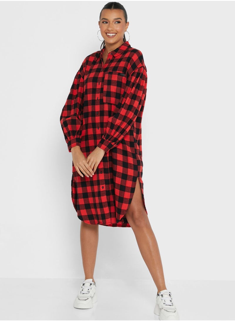 ONLY - Checked Longline Shirt - Image 1