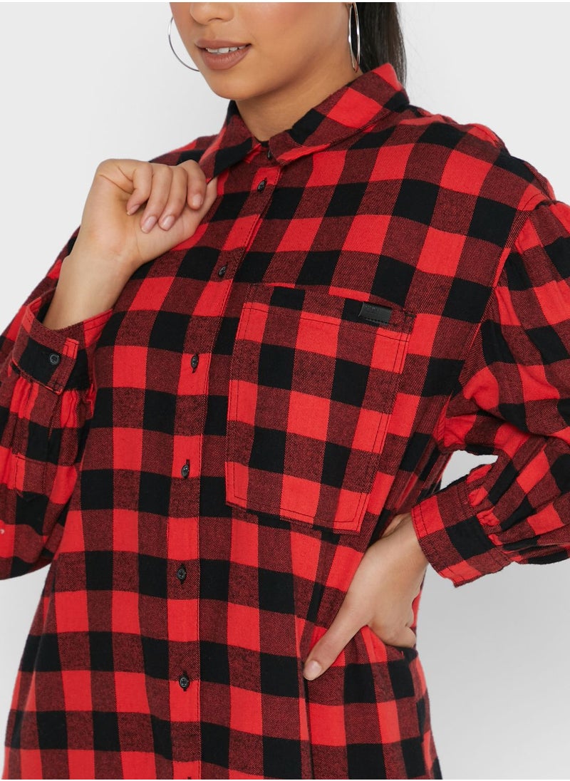 ONLY - Checked Longline Shirt - Image 1