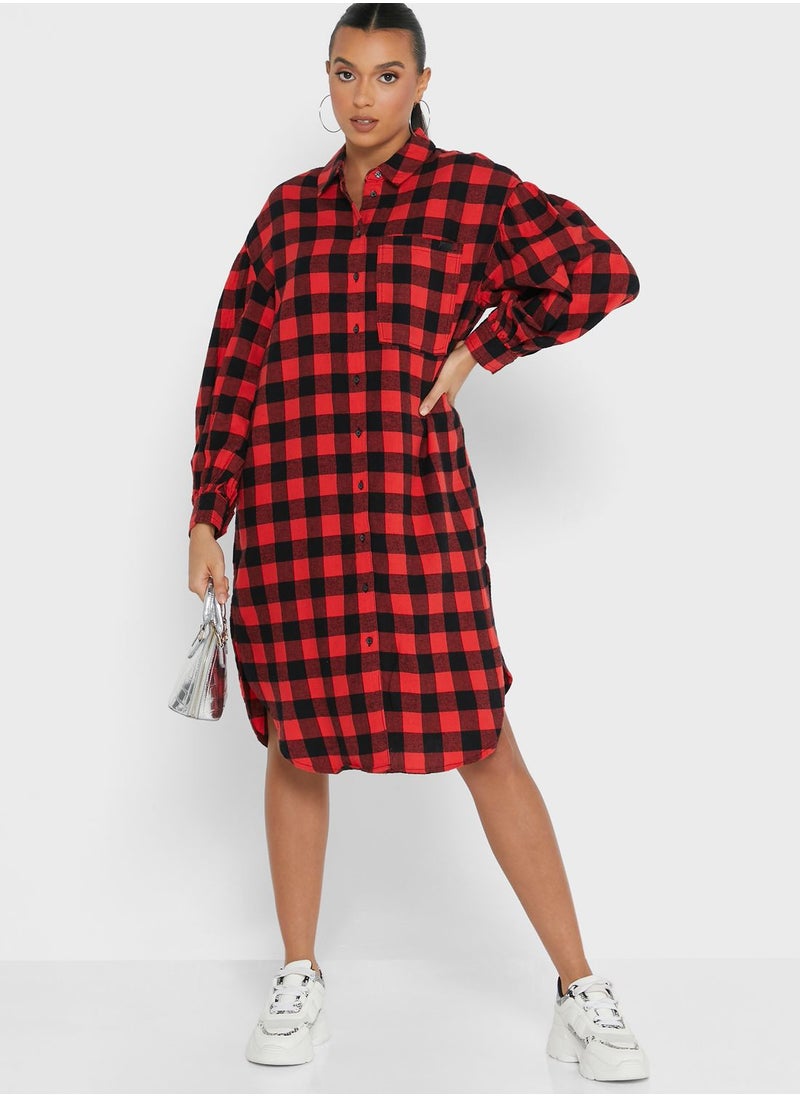 ONLY - Checked Longline Shirt - Image 1