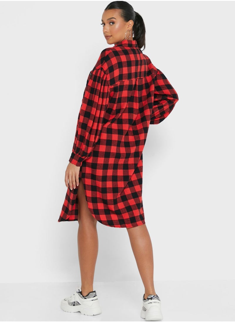 ONLY - Checked Longline Shirt - Image 1