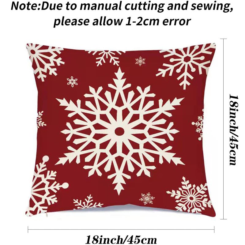 Ueerdand Christmas Decorations Pillow Covers Set of 4 Farmhouse Pillow Covers Holiday Rustic Linen Pillow Case for Sofa Couch Christmas Decor Throw Pillow Covers (Christmas  18x18 Inch) - Image 2