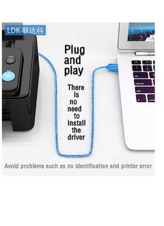 ماركة غير محددة كيبل طابعة USB نوع B ذكر الى A ذكر USB 2.0 لطابعات كانون ابسون اتش بي اس زد جيانغز محول رقمي تناظري USB 3 متر (ازرق 0.)  - Image 3