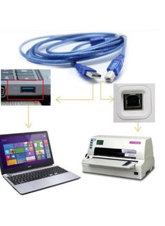 ماركة غير محددة كيبل طابعة USB نوع B ذكر الى A ذكر USB 2.0 لطابعات كانون ابسون اتش بي اس زد جيانغز محول رقمي تناظري USB 3 متر (ازرق 0.)  - Image 4