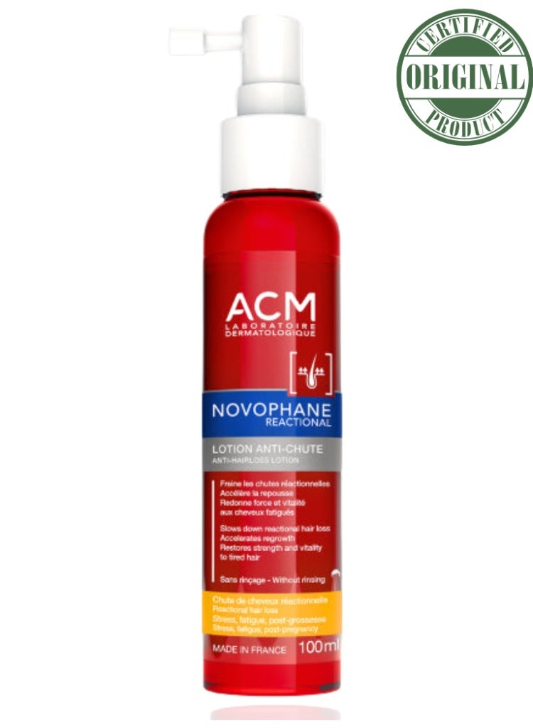 ACM Laboratoire dermatologique ACM Novophane Reactional Anti-Hair Loss Lotion 100ml – Targeted Scalp Treatment to Reduce Hair Loss, Strengthen Roots & Stimulate Growth - Image 1